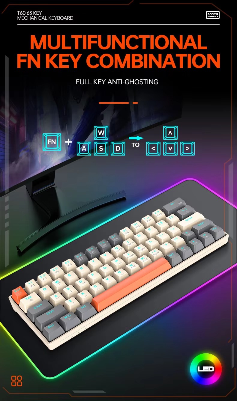T-WOLF T60 USB Wired Gaming Keyboard thumbnail 9