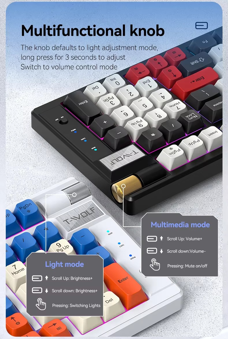 T-WOLF T70 Three-Mode Mechanical Keyboard thumbnail 7