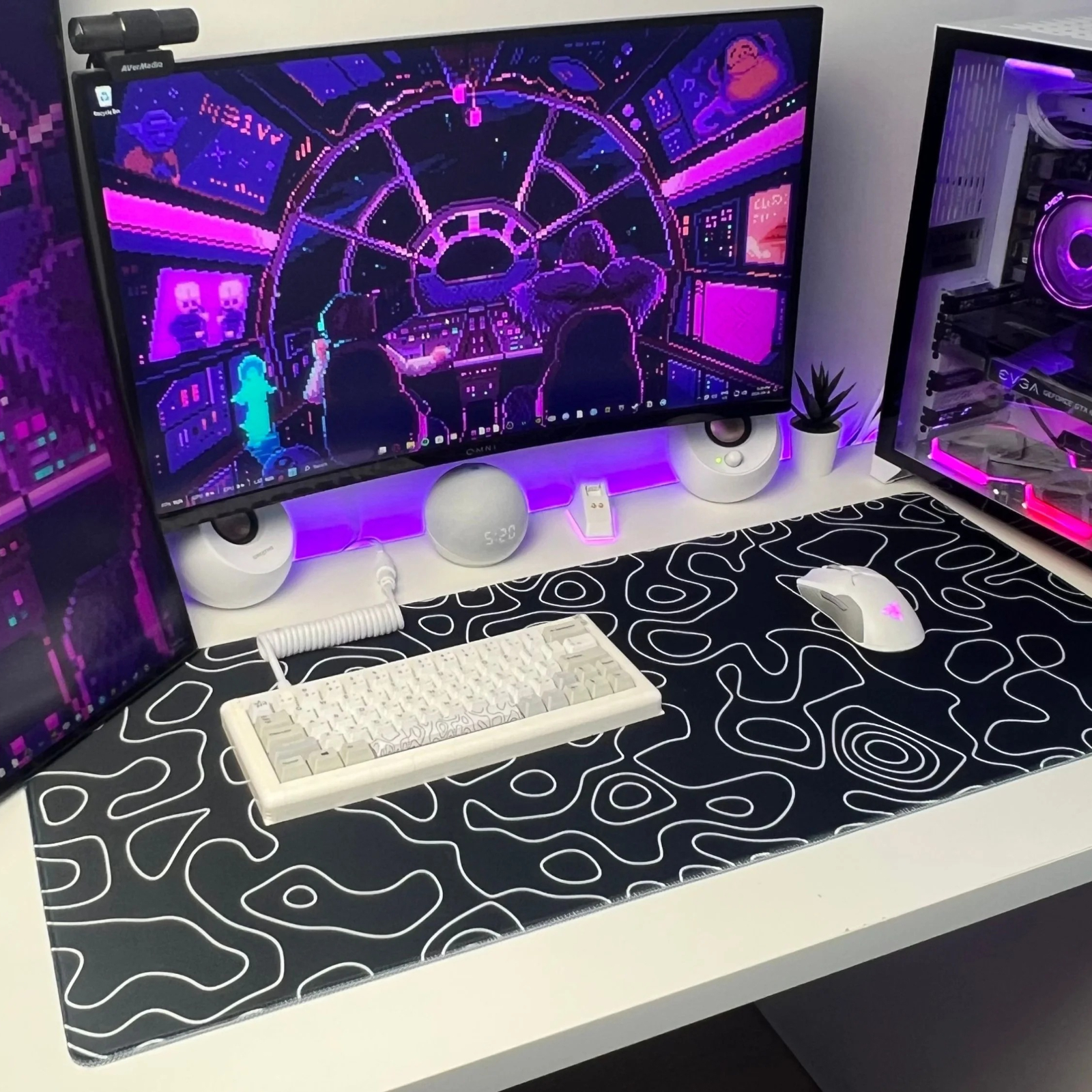 Topographic Black Gaming Mousepad thumbnail 2