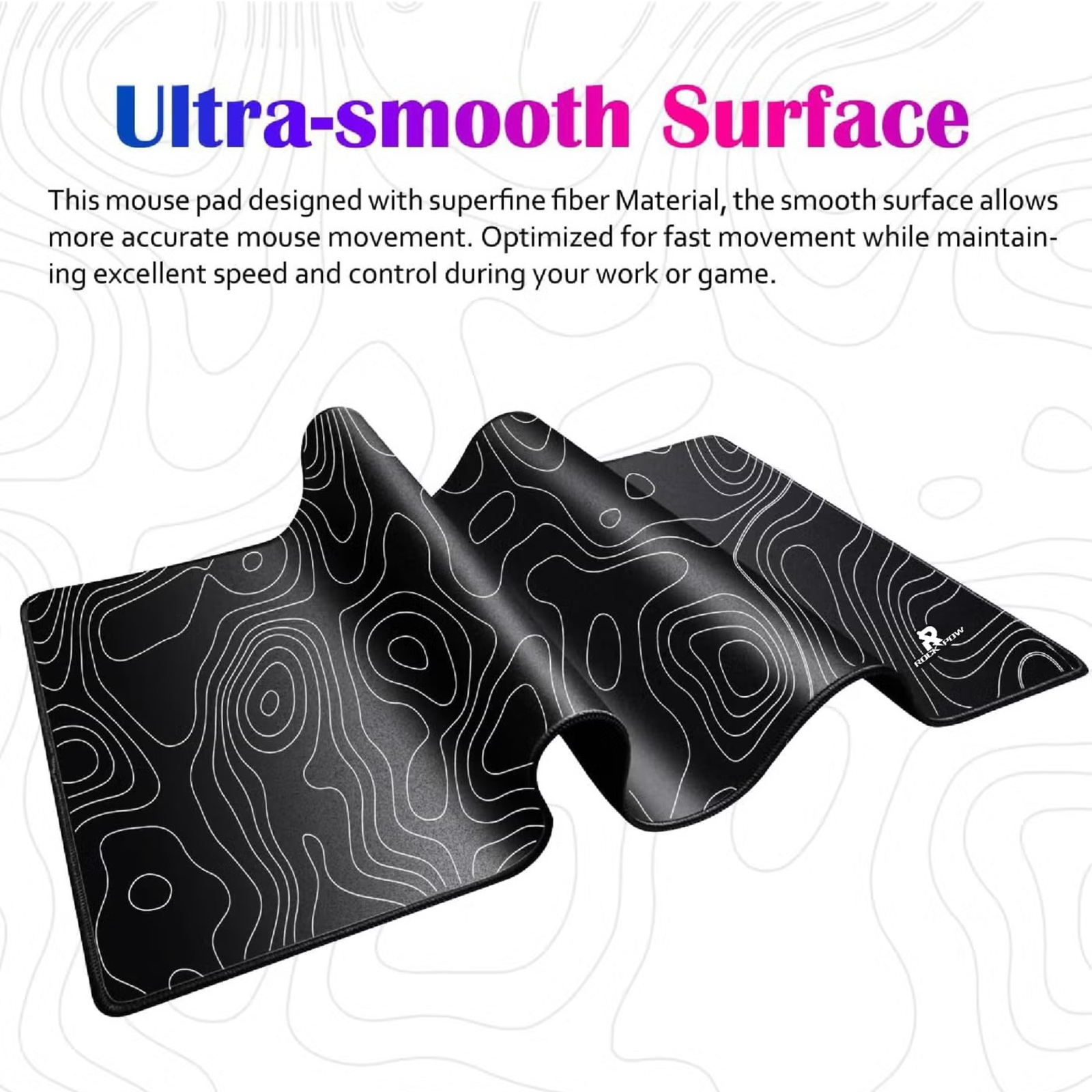 Topographic Black Gaming Mousepad thumbnail 5