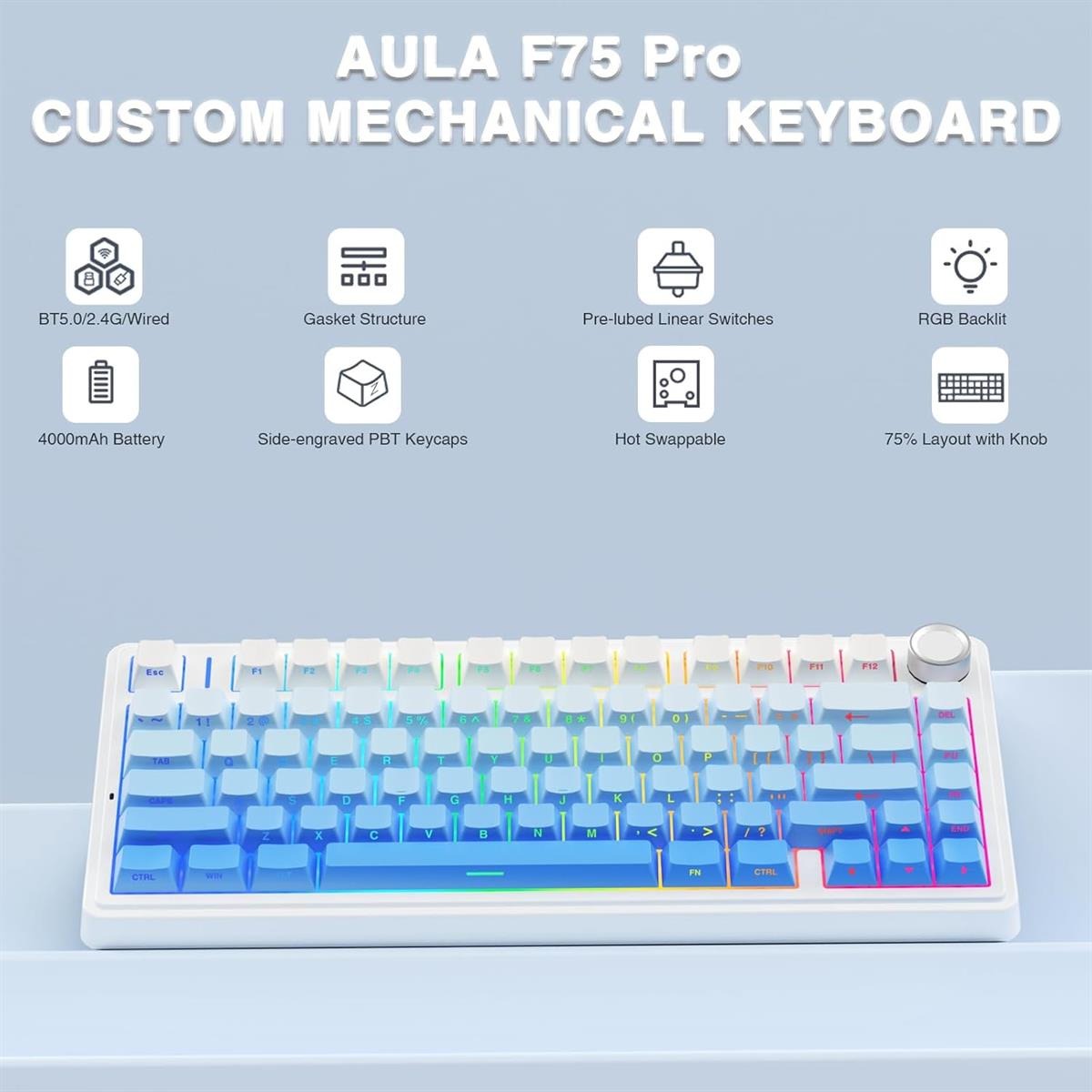 75% Layout with Multi-Function Metal Knob