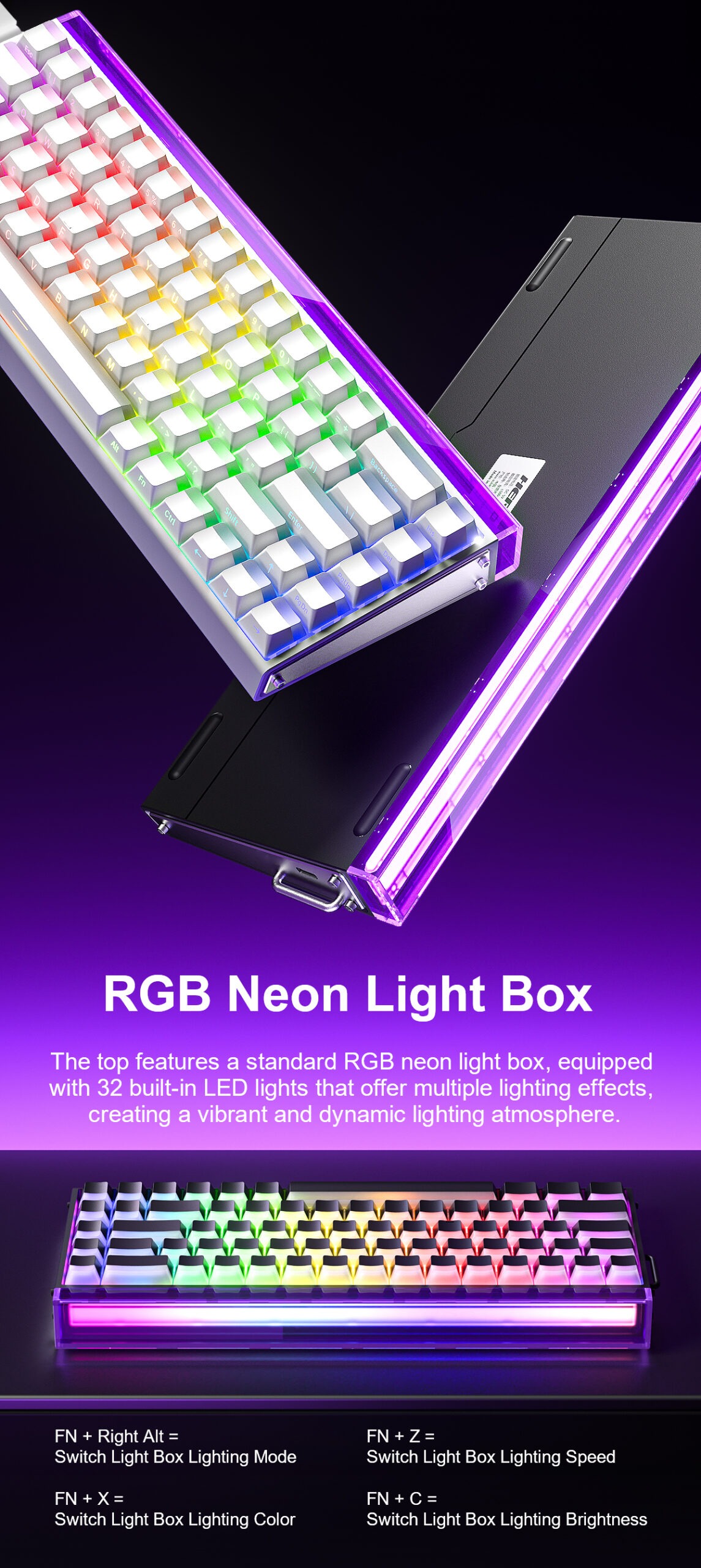 RGB Neon Light Box with 32 LED Beads