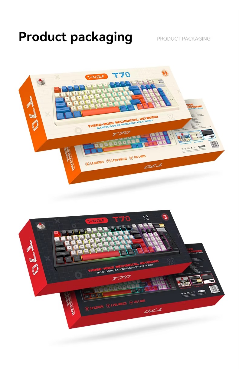 T-WOLF T70 Three-Mode Mechanical Keyboard thumbnail 8